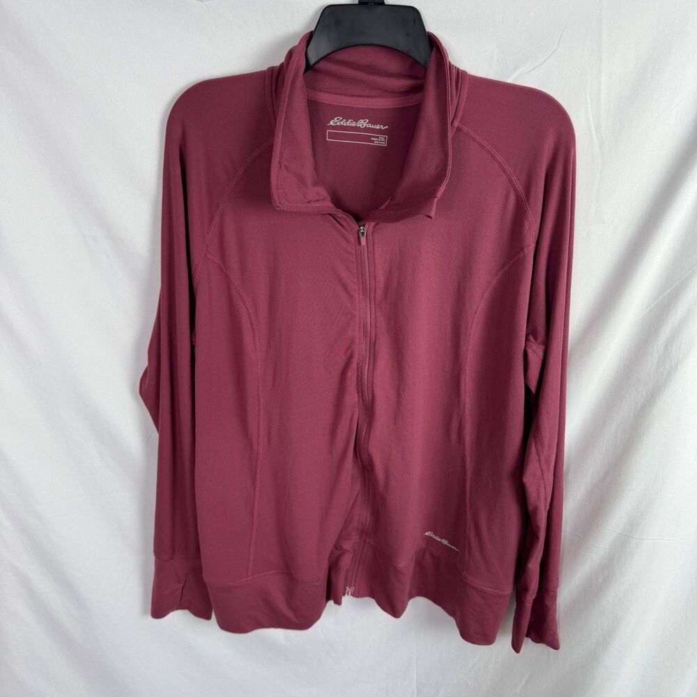 Eddie Bauer Women's Athletic Jacket Size 2XL Mauve Pink Zip Front Active